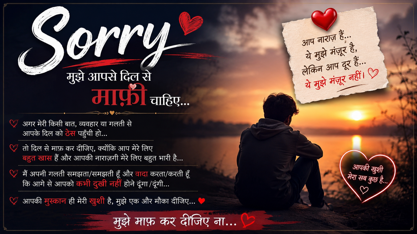 Sorry Shayari in Hindi ❤️ Heart Touching Apology Messages