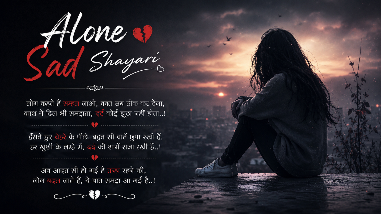 Alone Sad Shayari Girl 💔 Emotional and Painful Lines